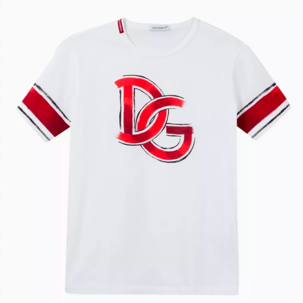 Dolce & Gabbana white T-Shirt red brush stroked 11/12
